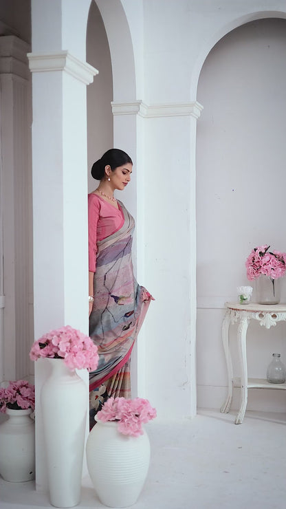 Crepe Soft Silk Party Wear Saree