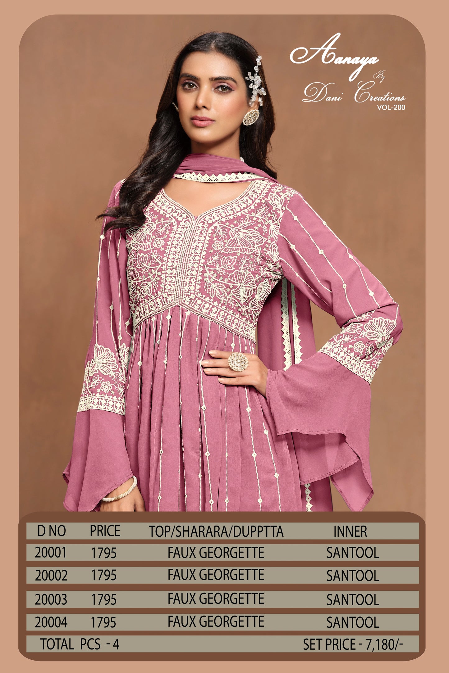 Georgette Embroidered Festive Palazzo Suit