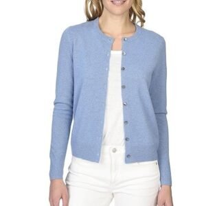 State Cashmere Women's 100% Pure Cashmere Button Front Long Sleeve Crew Neck Cardigan Sweater