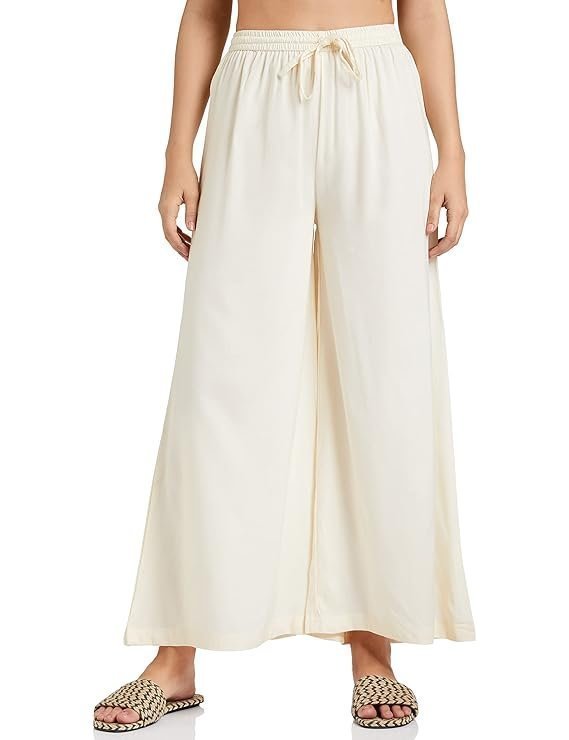 Amazon Brand - Myx Women's Flared Fit Palazzo in Rayon | Available in Plus Size