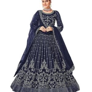 RUDRAPRAYAG Net And Santoon Embroidered Anarkali Gown For Women | Semi Stitched Gown For Women | Long Gown For Women 2023 | Gown With Dupatta For Women
