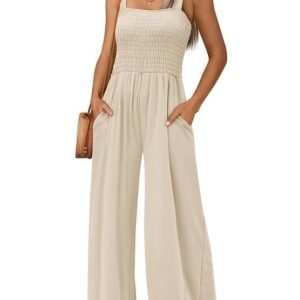 AUTOMET Jumpsuits for Women Casual Jumpers Summer Rompers Sleeveless Loose High Waist Wide Leg Overalls with Pockets 2023