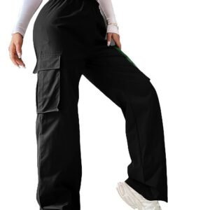 Aahwan Women's & Girls' Solid High Waist with Pockets Cargo Pants