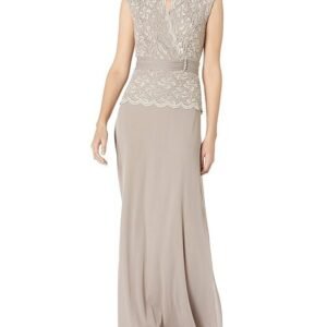 ONYX Nite Women's Long Jersey Mesh Skirt with V Neck Lace Top