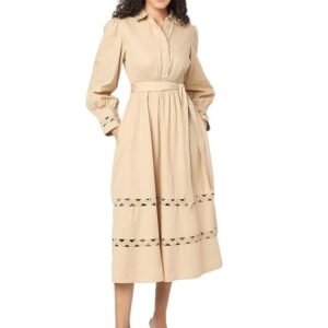 VERO MODA Women's Cotton Fit and Flare Midi Dress