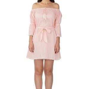 Boho Girl Women's Rose Off-The-Shoulder Neck Casual Mini Dress | Midi Western Dress for Women | Off Neck Shoulder Fit and Flare Mini Length Dress