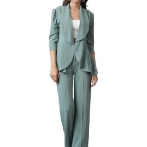 KOTTY Women's Solid Relaxed Fit 3/4 Sleeve Co-ord Blazer and Trouser Set.