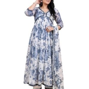 AMCHOOR Cotton Floral Print Alia Cut Anarkali Kurti Set for Women's