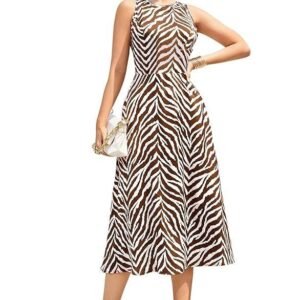 Fashion Dream Women’s Cotton Blend Printed Calf Length Dress|Printed Dress|Midi Dress|A-line Dress|Printed Calf Length Dress