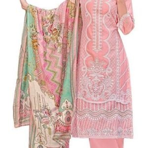 DRAVINAM Trends Women's Exquisite Unstitched Viscose Cambric Lawn Cotton Suit Dress Material with Embroidered Daman & Sleeves | Stylish Pure Cotton Digital Print Dupatta & Solid Bottoms