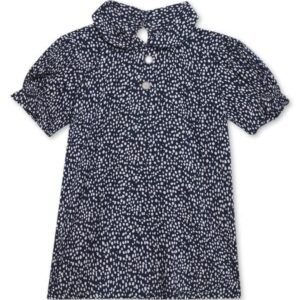 Cantabil Navy-Blue Girls Printed Spread Collar Full Sleeve Casual Top l Casual Top for Girls l Top for Girls