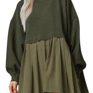 Dokuritu Women's Maxi Dress Flutter Sleeves Ruffle Hem A-line Dress High Waist Dresses V Neck Summer Casual Flowy Long Dress