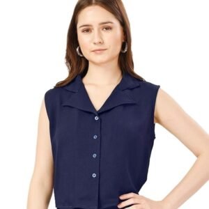 Fashfun Women's Button Front Solid Top