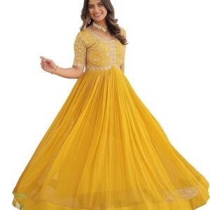Wedani Georgette Anarkali Gown with Embroidered Top for Women