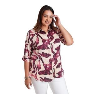 Presence Plus Size Foil Wine Printed Top