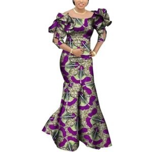 Fashion Robe Africaine Femme Elegant Maxi Long Dresses African Ankara Print Mermaid Dresses Dashiki Evening Gowns