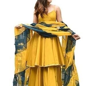 vivaraa fashion Women's Yellow Embroidered Kurta with Palazzos and with Dupatta - Yellow