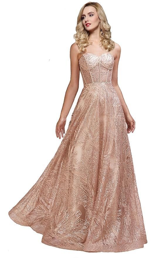Meier Women's Strapless Bustier Illusion Bodice Glitter Prom Formal Evening Dress