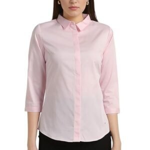 Van Heusen Women's Regular Fit Solid 3/4 Sleeve 100% Cotton Shirt