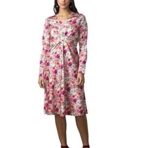 Salt attire Meghan Full Sleeve V-Neck Multicolor Floral Draped A-Line Dress