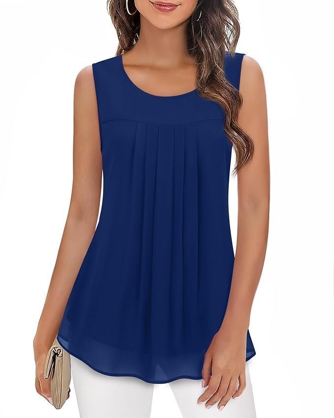 Timeson Women's Sleeveless Chiffon Tank Top Double Layers Casual Blouse Tunic