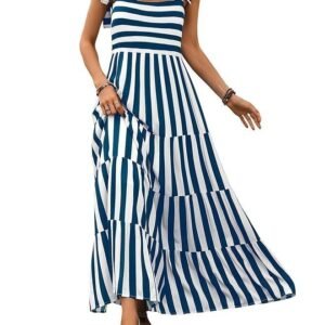 PRETTYGARDEN Women Dresses 2024 Summer Floral Sleeveless Maxi Dress Casual Spaghetti Strap Tiered Flowy Beach Long Dress