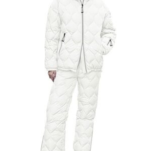 Xuehaya Womens 2 Piece Outfits Puffer Jacket and Pants Winter Snow Suit Quilted Zip Hooded Coat & Padded Joggers
