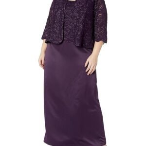 Alex Evenings Women's Plus-Size Long A-Line Mock Jacket Dress with Open Jacket