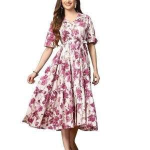 Stylum Women's Floral Printed Cotton Flared Maxi Dress