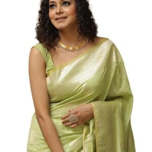 Women's Kanjivaram Silk Saree Jacquard Banarasi Sari With Blouse Piece For Wedding