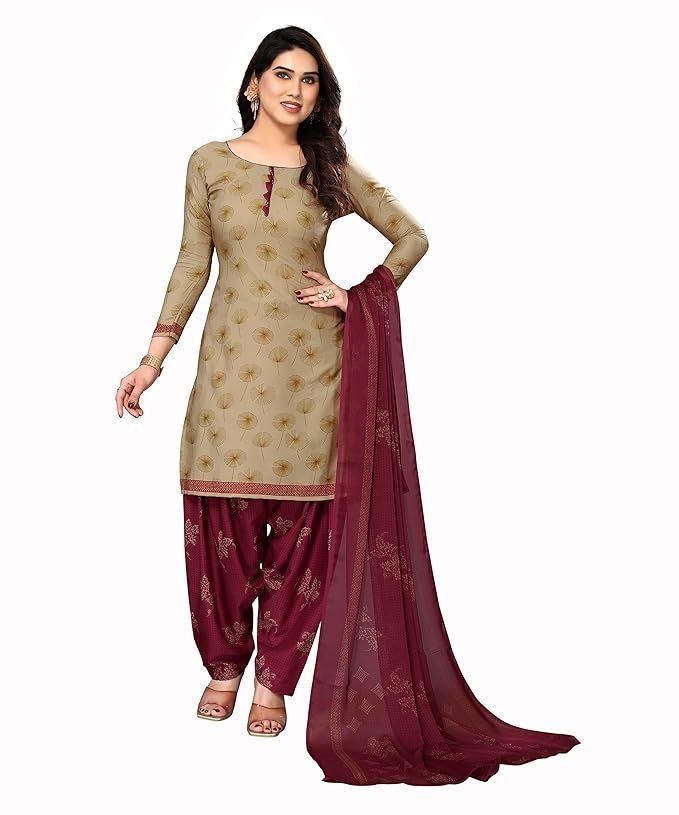 Yashika Women's Crepe Printed Unstitched Salwar Suit Dress Material With Dupatta