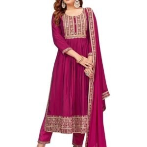 Xomantic Fashion Women's Embroidered Cotton Silk High Side Slit Calf Lenght Straight Kurta | Naira Cut Kurta for Women | Women Straight Kurta