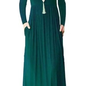MISFAY Women's Long Sleeve Loose Plain Maxi Dresses Casual Long Dresses with Pocket