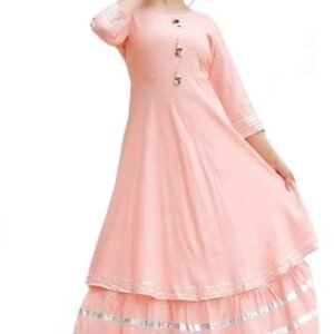 Women's Rayon Blend Anarkali Solid Kurta with Palazzo Set/Women Ethnic Rayon Cotton Kurta and Palazzo Dress